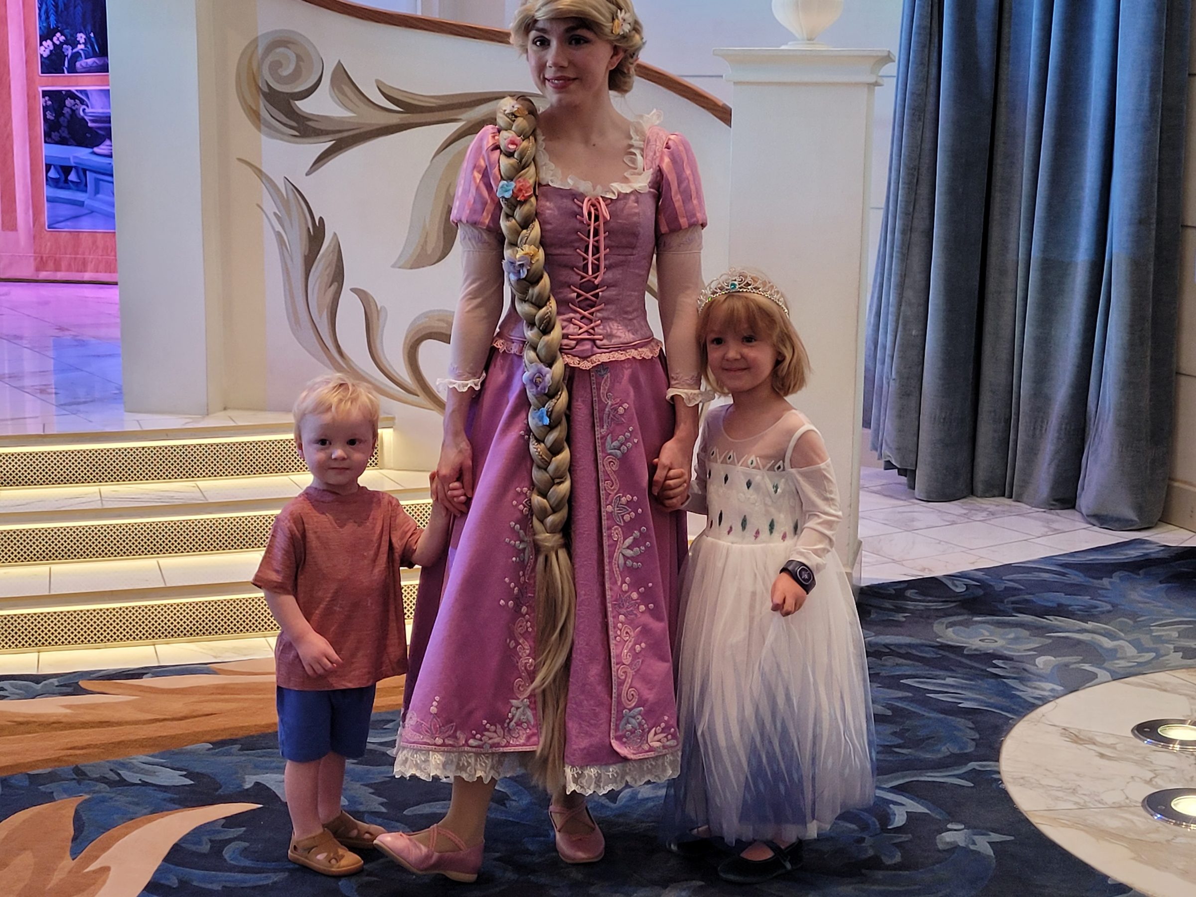 Rabbit and Raccoon meeting Rapunzel on the Disney Wish